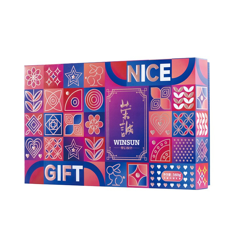 榮誠月餅 夢幻夜色 廣式月餅 8餅4味 560g 禮盒裝包裝禮盒產品包裝創意設計欣賞(圖1)