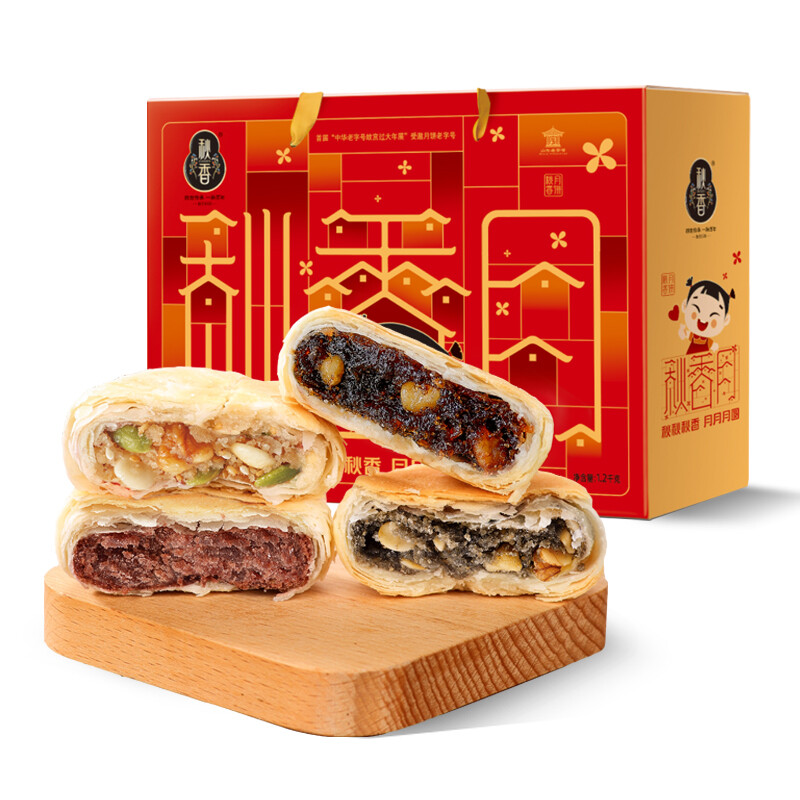 秋香 蘇式月餅 24餅4味 1.2kg 禮盒裝包裝禮盒產(chǎn)品包裝創(chuàng)意設(shè)計(jì)欣賞(圖1)