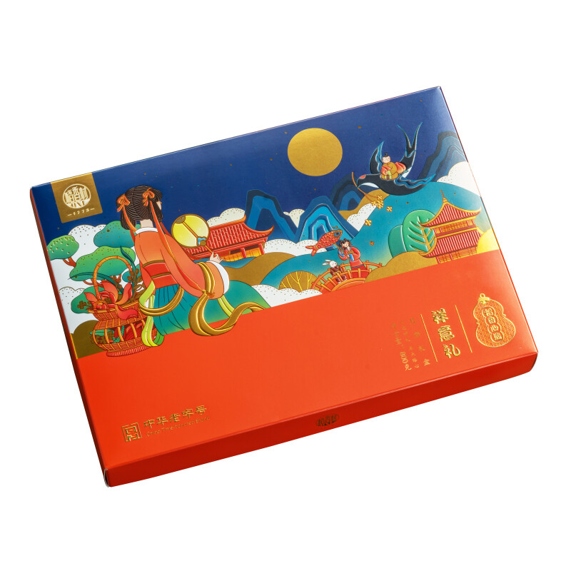 DXC 稻香村 祥意禮 京式月餅 12餅9味 800g 禮盒裝包裝禮盒產(chǎn)品包裝創(chuàng)意設(shè)計欣賞(圖1)