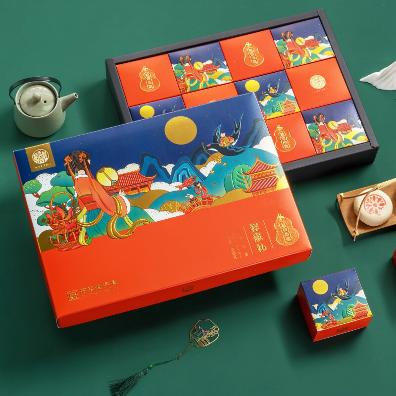 DXC 稻香村 祥意禮 京式月餅 12餅9味 800g 禮盒裝包裝禮盒產(chǎn)品包裝創(chuàng)意設(shè)計欣賞(圖2)