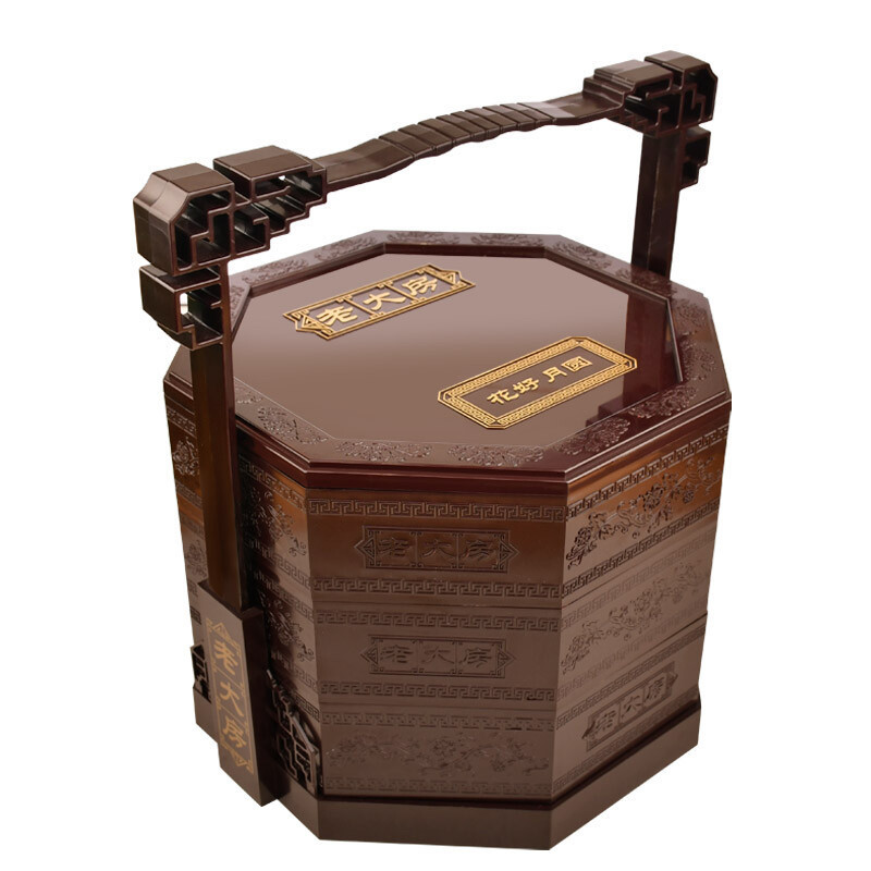 老大房 花好月圓 廣式月餅提籃禮盒 12餅5味 1.5kg包裝禮盒產(chǎn)品包裝創(chuàng)意設計欣賞(圖2)