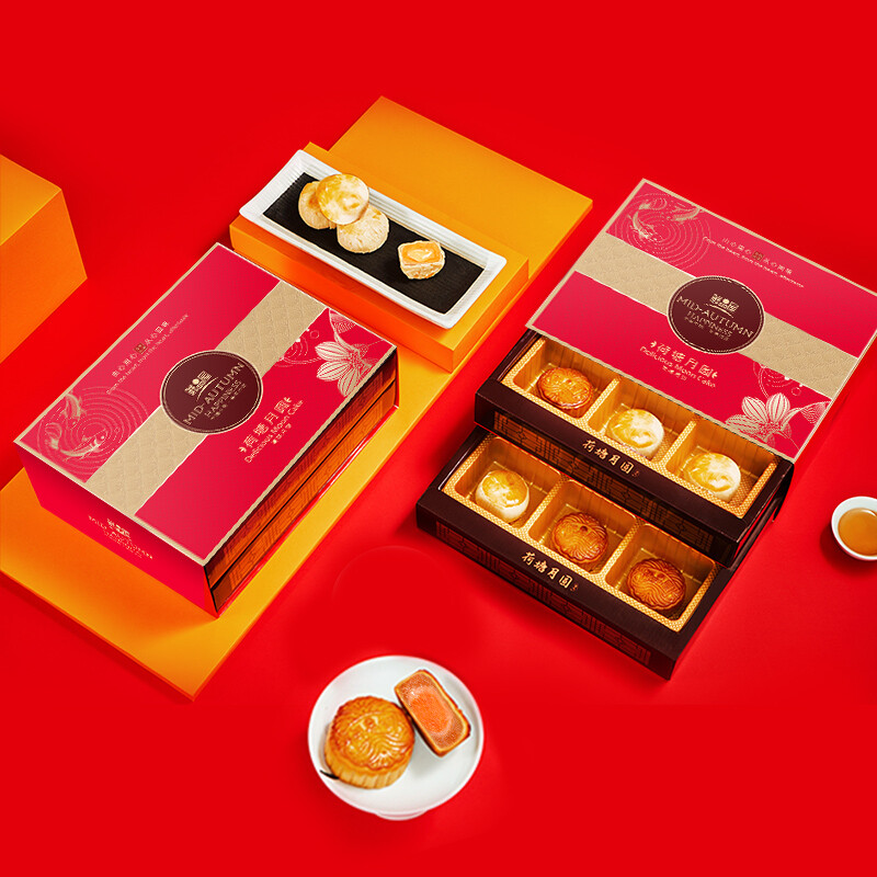 鮮品屋 荷塘月圓 美味月餅 12餅12味 900g 雙層禮盒裝包裝禮盒產品包裝創意設計欣賞(圖4)
