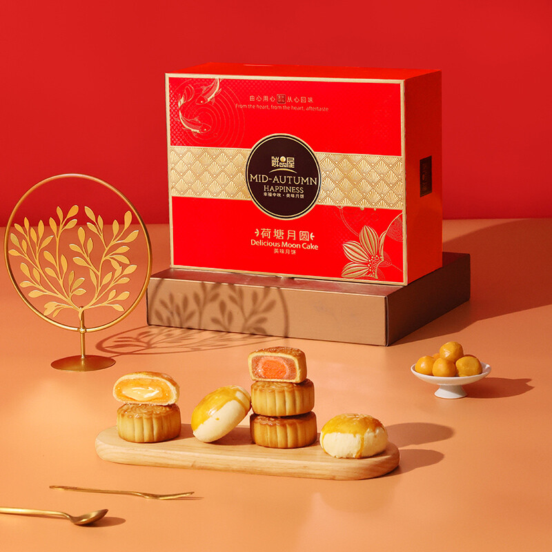 鮮品屋 荷塘月圓 美味月餅 12餅12味 900g 雙層禮盒裝包裝禮盒產品包裝創意設計欣賞(圖5)