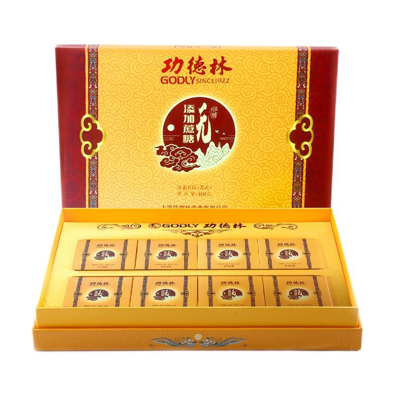 godly 功德林 無添加蔗糖蘇式月餅禮盒 8餅4味 400g包裝禮盒產品包裝創意設計欣賞(圖2)