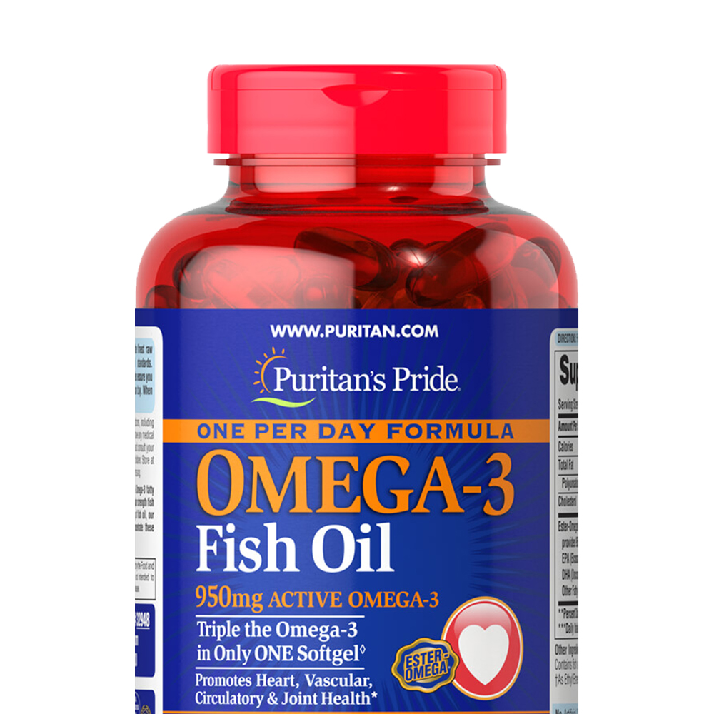 Puritans Pride 普麗普萊 950mg 深海魚油軟膠囊 90粒保健產品包裝創意設計欣賞(圖3)