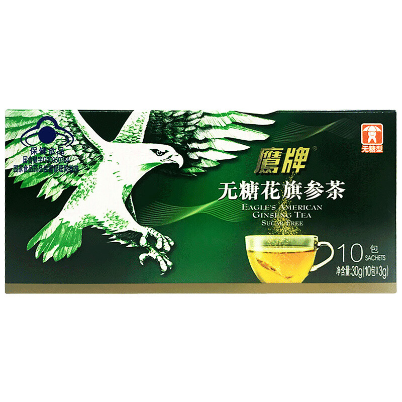 HAWKS 鷹牌 無糖花旗參茶 3g*10袋保健產品包裝創意設計欣賞(圖1)