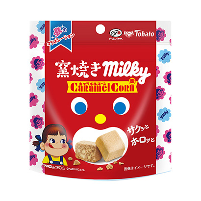 包裝創(chuàng)意設(shè)計(jì)欣賞燒窯牛奶基焦糖玉米味不二家(圖1)