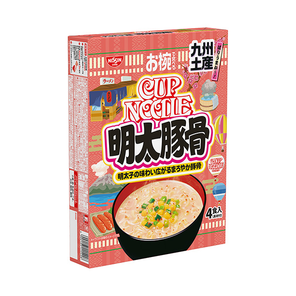 包裝設計欣賞用碗吃的當地杯面＜九州特產明太豬骨味＞ (日清食品) (圖1)
